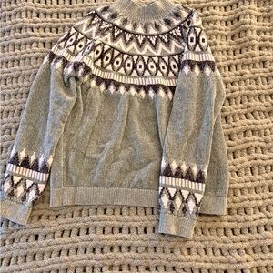Alfred Dunner Gray and Purple Patterned Turtleneck Sweater